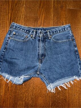 Levi's Blue Frayed Hem Denim Cutoff Shorts size 34